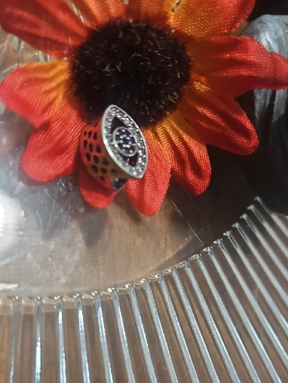Sterling Silver Evil Eye Charm Pendant Sapphires&White CZ& Heart Filigries